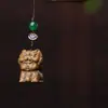 Talla de madera de sándalo verde, doce zodiacos, conjunto completo de rata, buey, tigre, conejo, dragón, serpiente, caballo, oveja, mono, pollo, perro, cerdo, colgante para teléfono móvil, bolso colgante