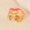 Anel de Zircônia Banhado a Ouro Moda Transfronteiriça Anel Aberto com Óleo Colorido Design Criativo Joias Leves de Luxo para o Dia a Dia