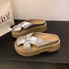 Sandalias Romanas de Suela Gruesa Estilo Francés Hermosos Zapatos de Playa 2025 Verano Nuevo Moda para Exterior Falda de Moda Sandalias con Puntera para Mujer