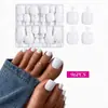 Puntas de uña de pie blancas puras de venta caliente transfronteriza, 96 piezas por caja, pegatinas de uña de pie fáciles de aplicar, simples y modernas, diseño cuadrado corto, puntas para decoración de uñas