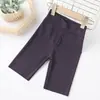 Leggings infantis verão novo pele de tubarão crianças justos shorts esportivos Barbie yoga meninas calça cropped moda
