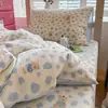Juego de Tres Piezas para Cama de Dormitorio de Estudiante Universitario, Sábana de Algodón Puro, Funda de Edredón, Sábana Ajustable, Protector de Colchón, Juego de Cuatro Piezas Específico para Dormitorio