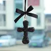 Colgante personalizado transfronterizo para interior de coche para hombres y mujeres, decoración de espejo retrovisor, cruz incrustada de diamantes, accesorio de moda de alta gama para coche, regalo