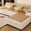 Cojín de Sofá de Seda de Hielo Antideslizante Estera de Verano Estilo Lujo Ligero Moderno Simple Cojín de Asiento de Verano Toalla Cubre Sofá de Cuero