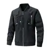Jaqueta Voadora Transfronteiriça Novo Estilo Jaqueta Casual Masculina Cor Sólida Rebite Roupa Exterior Retrô Americano Masculina Gola Alta Solta Tendência