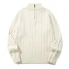 Suéter pullover Rumeng estilo japonés retro de punto trenzado con cuello alto y media cremallera, unisex, corte holgado, adecuado para parejas, top de punto de otoño