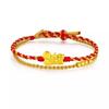 Pulsera Zodiacal de Oro y Plata Tres en Uno Pulsera Femenina del Año del Serpiente Pulsera de Cuerda Roja Ajustable para Pareja