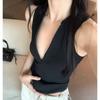 Atacado Transfronteiriço Zíper Gola Redonda Sem Mangas Camisola Feminina Verão Novo Estilo Pura Desejo Afinando a Cintura Slim Fit Top