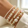 Pulsera Elegante Retro de Moda Transfronteriza Europea y Americana con Cuentas de Imitación de Perlas Ropa Casual de Trabajo Pulsera con Cuentas de Corazón Ccb para Mujer