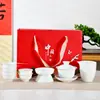 Juego Completo de Té Kung Fu Set Hogar Sala de Estar Simple Kung Fu Té Oficina Regalo Taza de Té de Porcelana Blanca con Tapa
