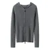 Cárdigan de cachemira con capucha para otoño e invierno para mujer, doble cremallera, corte ajustado, abrigo de cachemira suave y agradable para la piel, sudadera tejida casual