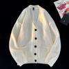 Cárdigan Artístico de Manga Larga 2024 Tejido Cuello en V Suéter de Moda Juvenil Otoño Tendencia Simple de Moda para Hombre Ins