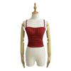 Garota Sexy com Bojo Camisola Cropped Top Plano Feminina Verão Slim Sexy Costas Nuas Puro Desejo Base Top Plissado