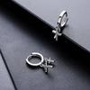 Brincos para Homens com Cruz Dupla e Incrustação de Diamante, Versáteis Presilhas de Orelha Hip-Hop, Acessórios Simples de Verão para Mulheres, Estilosos e Descolados