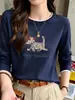 Camiseta de algodão puro de manga longa estilo novo 2026, falsa de duas peças para mulheres, moda ins versátil, top base branco que rejuvenesce para o outono