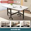 Mesa plegable moderna y gruesa para espacios pequeños, no requiere instalación, escritorio rectangular con ruedas, hecho de madera de ingeniería prensada