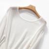 Viene con Huecos Ligeramente Transparentes y Acentos, Camiseta de Punto Versátil Casual de Verano con Protección Solar de Manga Larga para Mujer