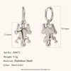 Joyería de Acero Inoxidable, Nuevo Estilo Popular Europeo y Americano, Pendientes Colgantes, Collar, Anillo de Rana y Palmera Chapados en Oro de 18 Quilates de Nicho
