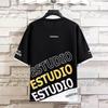 Camiseta de manga corta de moda nacional para hombre, de verano, de marca, holgada, de media manga, para niño, talla grande, ropa de hombre