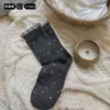 Calcetines Apilados de Lunares para Mujer Primavera y Otoño Algodón Puro de Media Pantorrilla Otoño e Invierno Antibacterianos Resistentes al Olor Estilo Japonés Calcetines Largos para Mujer Venta al por Mayor