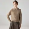 Novo estilo de suéter de malha de cashmere para mulheres, suave e feminino, de manga comprida, gola boneca, casual e adequado para o trabalho, suéter de base