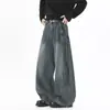 Jeans Lavados Retro Americanos tipo Cimitarra para Hombre, Chaleco de Plumas de Moda para Pareja Primavera y Otoño, Pantalones Largos de Pierna Ancha Versátiles Holgados