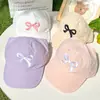 Gorra Bordada de Pato con Lazo y Cola de Caballo para Niños, Elegante Sombrero de Protección Solar para Niños y Niñas