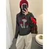 Suéter Suelto Gris Estilo Perezoso para Mujer Otoño e Invierno Camisa Base Engrosada Nueva 2025 Se Puede Usar Afuera en Invierno
