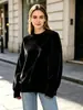 2026 Nuevo Color Sólido Holgado Casual Transfronterizo Europeo y Americano Superventas Sudadera de Terciopelo Dorado para Mujer Otoño e Invierno Más Terciopelo Cuello Redondo Manga Larga