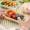 Caixa Retangular para Bolo Xadrez Caixa para Embalagem de Bolo Fruta Pão Caixa para Lanche de Piquenique Caixa Transparente de Plástico para Sobremesa