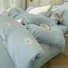 Juego de Cuatro Piezas de Terciopelo de Leche Espeso de Invierno Clase A, Fresco Dibujo Animado Coral Fleece Cálido Juego de Funda Nórdica para Dormitorio Estudiantil