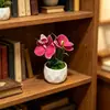 Decoração de Casa Orquídea Borboleta de 2 Flores Mini Planta em Vaso Desktop Jardim Artificial Arte Bonsai Artesanal Plástico Planta Verde Ornamento