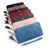 Nuevo Billetero Largo para Mujer Bolso de Mano Simple con Estampado de Cuadros en Relieve de PU Bolso con Cremallera Multi-Tarjeta Bolso para Teléfono Móvil Billetera para Monedas