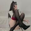 Medias de seda rojas contrastantes calcetines hasta la rodilla sexys para mujer medias hasta el muslo sexys rojas y negras de seda de color a juego transparente