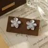 Pendientes de Tachuela de Flor Esmaltados con Goteo de Aceite y Circonita para Mujer, Verano Fresco, Exquisitos, de Alta Gama, Ligeros, de Lujo, Moda, Joyería Versátil para Orejas