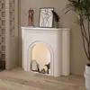 Mueble de Chimenea Blanco Luminoso Estilo Francés, Mueble Decorativo para Entrada de Sala de Estar, Estante para Fotografía, Mueble Arqueado de Dormitorio Estilo Ins de Moda