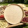Recogedor de Polvo Tejido de Bambú Hecho a Mano, Tamiz de Bambú sin Perforaciones, Esterilla de Bambú para Secado Doméstico, Panel de Techo Redondo con Pintura Decorativa, Venta al por Mayor por Fabricante
