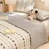Funda de Cama de Algodón Puro Engrosada Pieza Única Un Lado Felpa de Leche Un Lado Sábana de Cama Completamente de Algodón Tatami Protector de Cama Más Terciopelo Juego de Tres Piezas