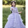 Vestido para Niña Gama Alta Lujo Ligero Nicho Manga Larga Morado Fantasía Vestido de Dama de Boda Hermoso Vestido de Espectáculo