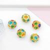 Accesorios para Joyería DIY Flor de Pedrería Bola 8/10/12mm Cuentas Espaciadoras de Pedrería Agujero Grande Incrustado con Diamantes Anillo de Taladro Soldado Bola de Diamante