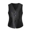 Nuevo Chaleco de Cuero Estilo Maillard Retro Otoño/Invierno 2025 Ropa Exterior para Mujer Cuello en V Un Botón para Superponer Chaleco