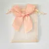 Saco de organza com cordão atacado saco de gaze perolado com laço saco para doces de casamento saco para embalagem de presente de joias saco para sabonete flor seca