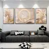 Arroz oro blanco lujo ligero árbol de oro de loto cristal geométrico pintura de tres paneles pintura colgante para sala de estar personalizada desde imagen