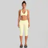 Conjunto de roupas fitness transfronteiriço para mulheres, top esportivo com gola halter, para corrida ao ar livre, ciclismo, Pilates, yoga, conjunto de calça cropped
