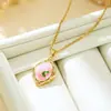 Collar de Arte de Flor Pintada para Mujer, Nuevo Colgante de Esmalte de Perla Artificial Retro Francés Transfronterizo, Esmalte de Lujo Ligero de Gama Alta
