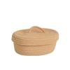 Cesta de Almacenamiento Simple de Escritorio con Tapa a Prueba de Polvo para Teléfono Móvil, Cosméticos, Artículos Varios, Algodón Hecho a Mano, Almacenamiento Tejido para Snacks