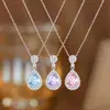 Colar de Aço Titânio Dongguan para Mulheres com Pingente em Forma de Coração com Diamante Rosa Microincrustado, Corrente para Clavícula Versátil e da Moda, Banhado a Ouro 18K