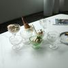 Taza de vidrio verde con relieve vintage, taza de agua para el hogar, taza de helado, copa, tazón de postre