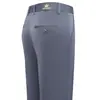 Pantalones Casuales de Seda de Hielo Delgada Corona Seda de Leche para Hombres de Mediana Edad y Mayores Pantalones Sueltos Estilo Papá