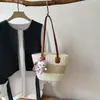 Bolsa Tejida Vacaciones en la Playa Cesta de Verduras Bolso de Mano Gran Capacidad Bolso de Hombro Único Bolso de Mujer Bolso Tote Estilo Artístico Bolso Tejido de Paja